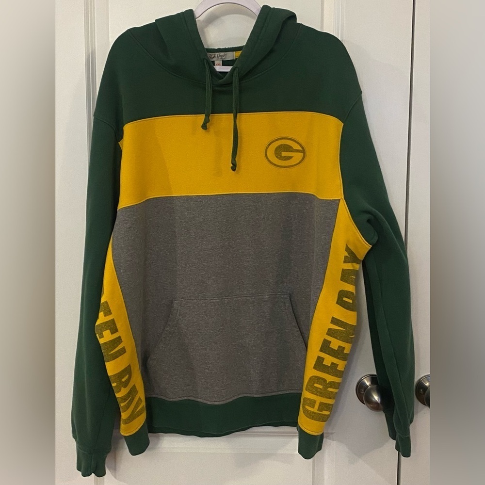 Green Bay Packers Hoodie Sz XXL Gray/Green/Yellow Vintage Colorblock Junk Food
